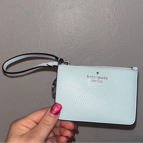 kate spade Accessories - Kate Spade Light Blue Wristlet pebbled leather NWT